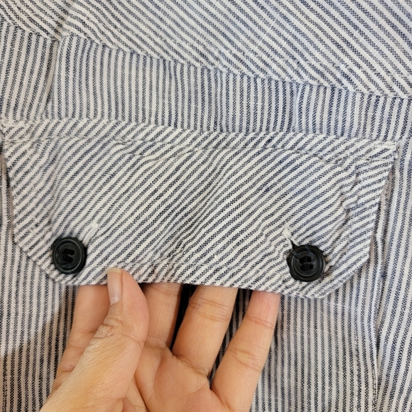 CHICO'S Women's 100% Linen Blue White Striped Casual Pants Sz 2.5/L Beachy - Picture 8 of 11